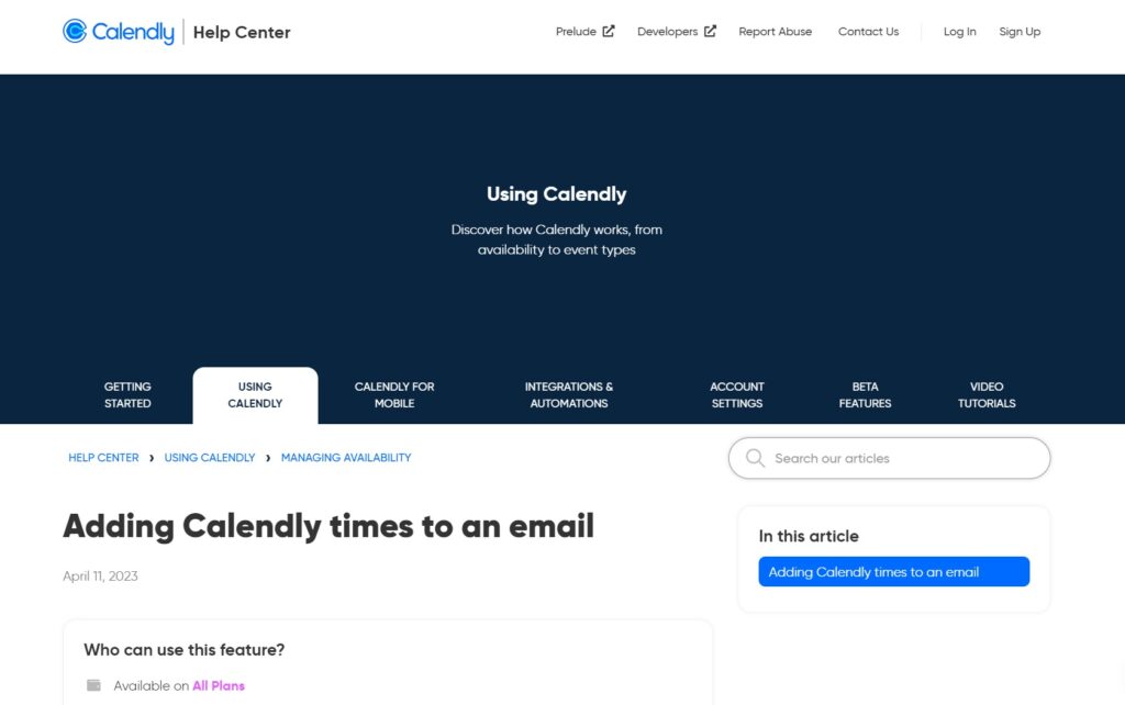 Calendly homepage