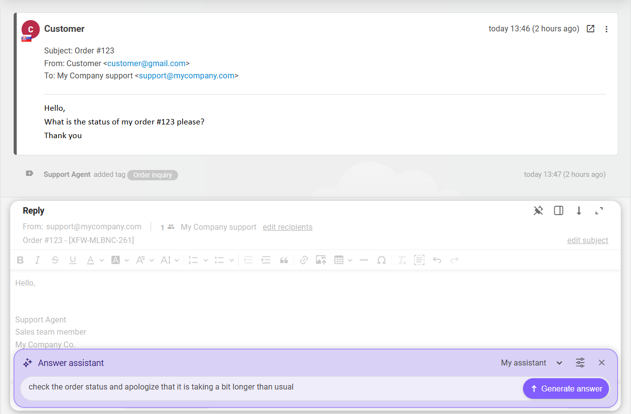 Továbbfejlesztett AI Answer asszisztens új felülete