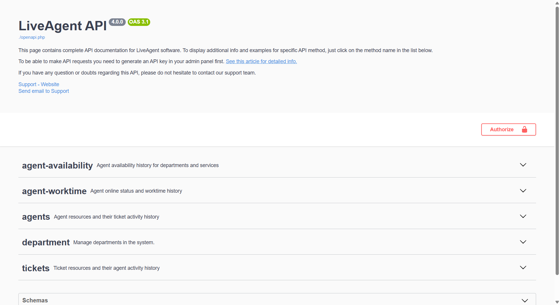A LiveAgent API v4 dokumentációjának áttekintése az elérhető végpontokkal