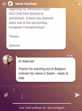 Live chat támogatás példája