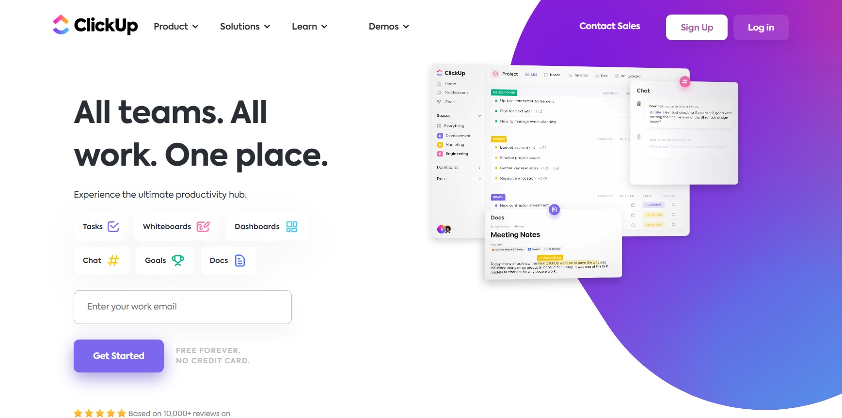 A ClickUp kezdőlapja - tervezze meg, nyomon követheti és könnyen kezelheti projektjeit egy helyről.