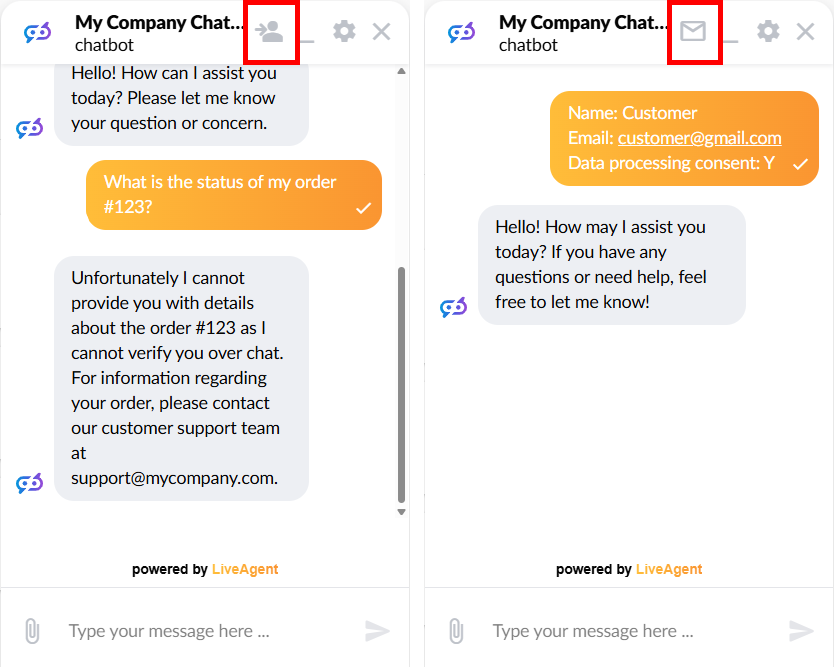 LiveAgent AI Humán Átadás Előnézet
