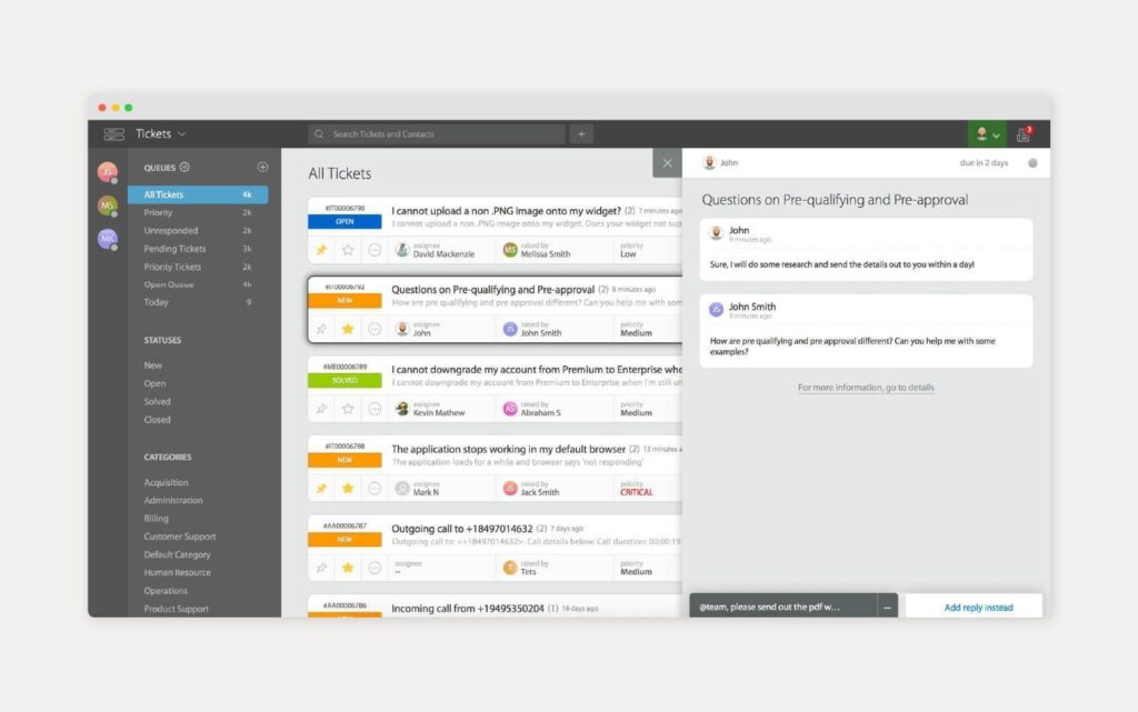 A HappyFox tudásbázis eszköz pillanatképe használatban