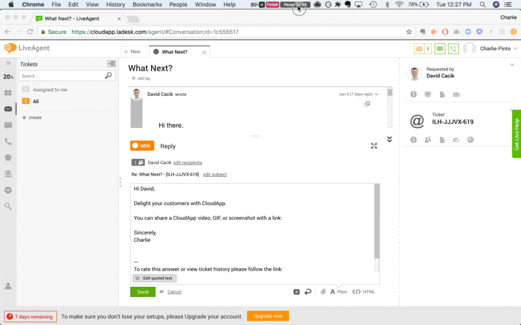 CloudApp húzás és ejtés integráció