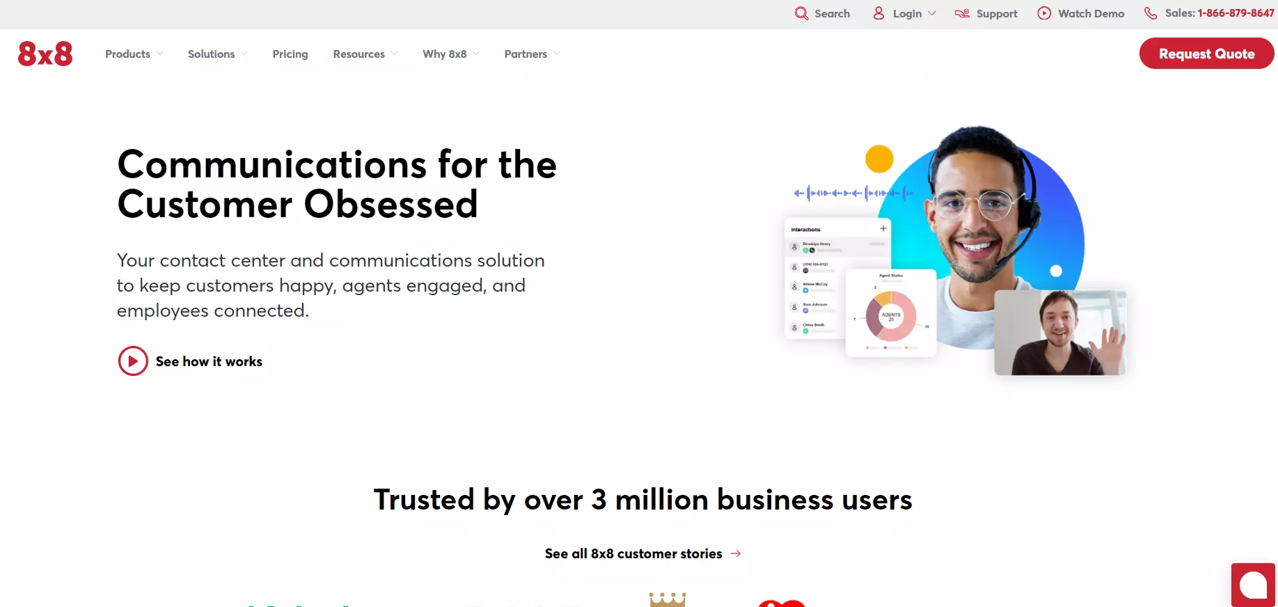 8x8 Contact Center szoftver kezdőlap
