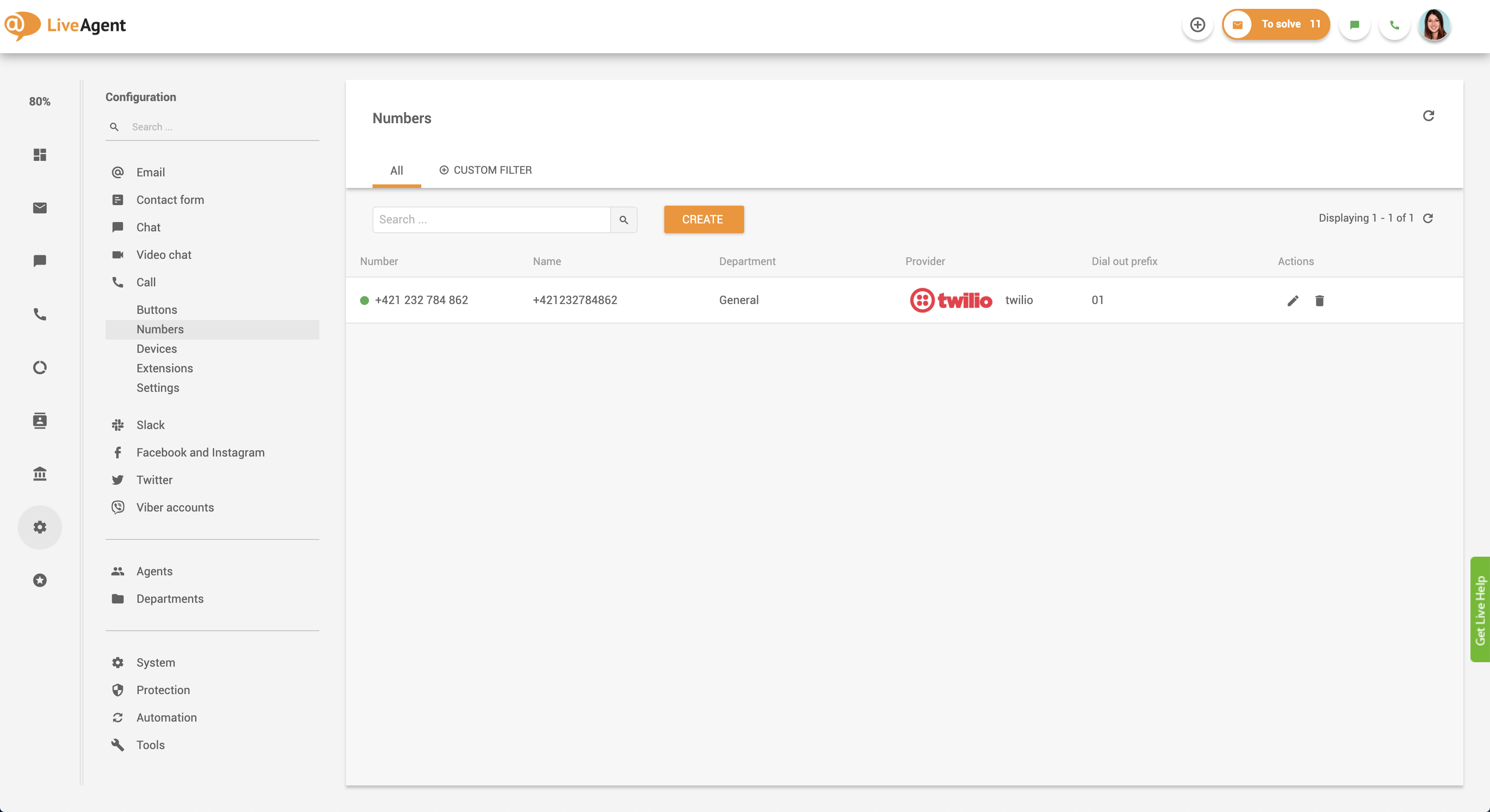 Visszahívás beállítása a LiveAgentben - telefonszám csatlakoztatása