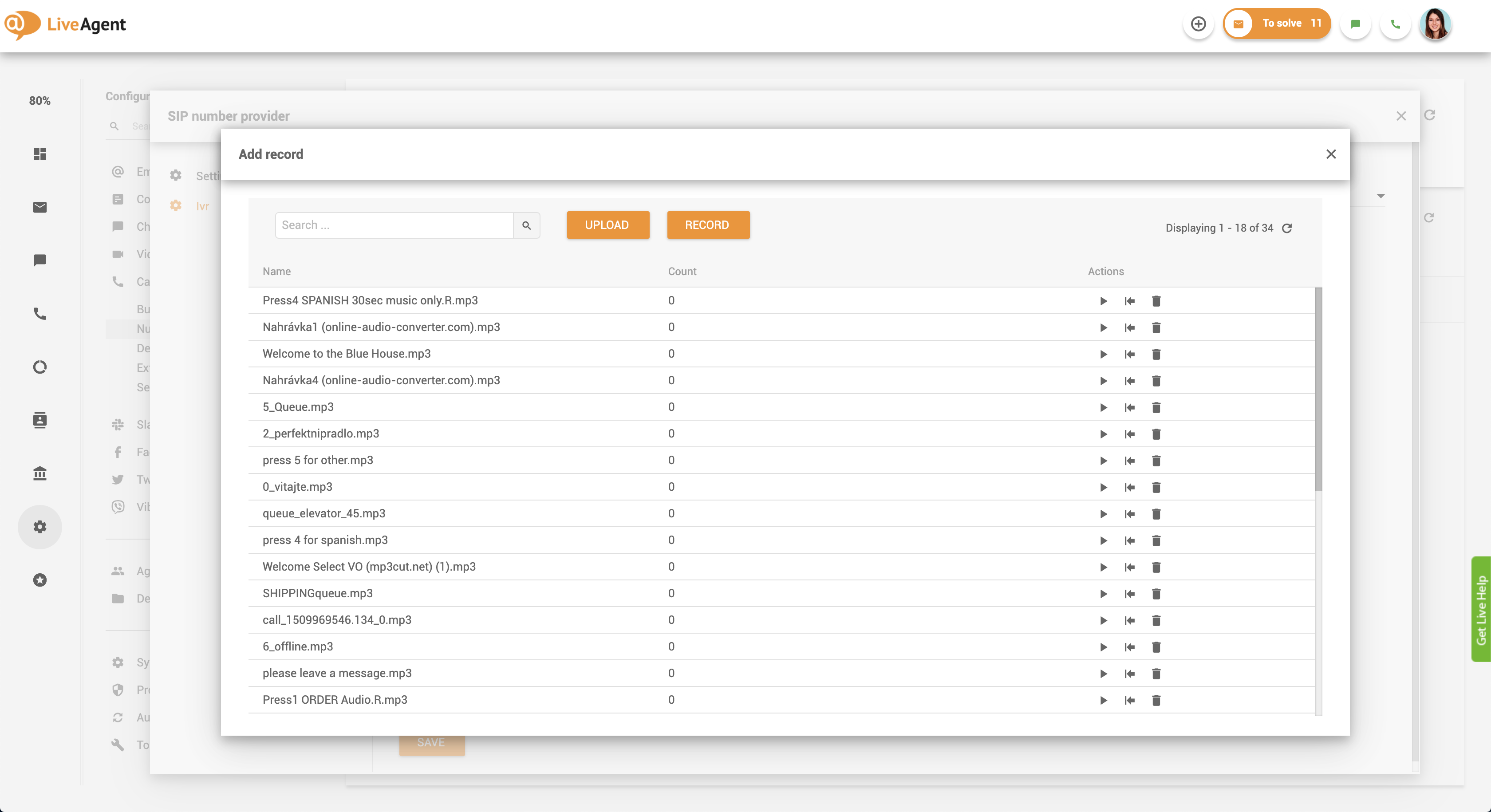 Visszahívás beállítása - IVR üzenetek a LiveAgentben