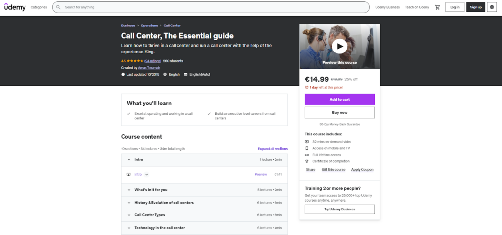 Egy Udemy-kurzus példája ügyfélszolgálati képviselõk számára