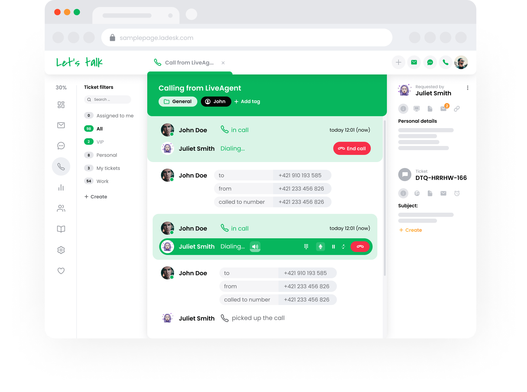 Kimenõ ügyfélszolgálati központ a LiveAgent-ben