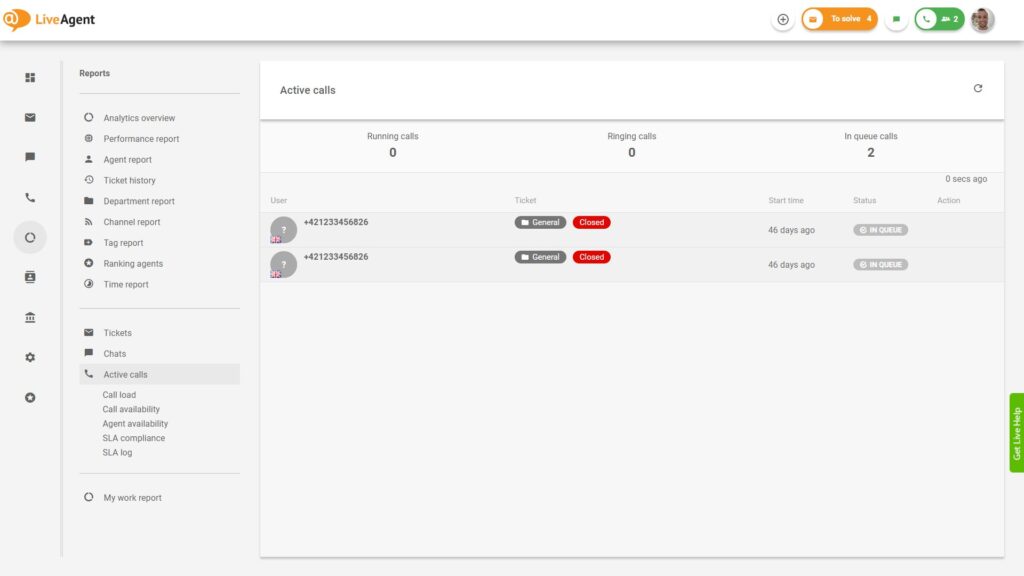LiveAgent hívásközpont jelentés