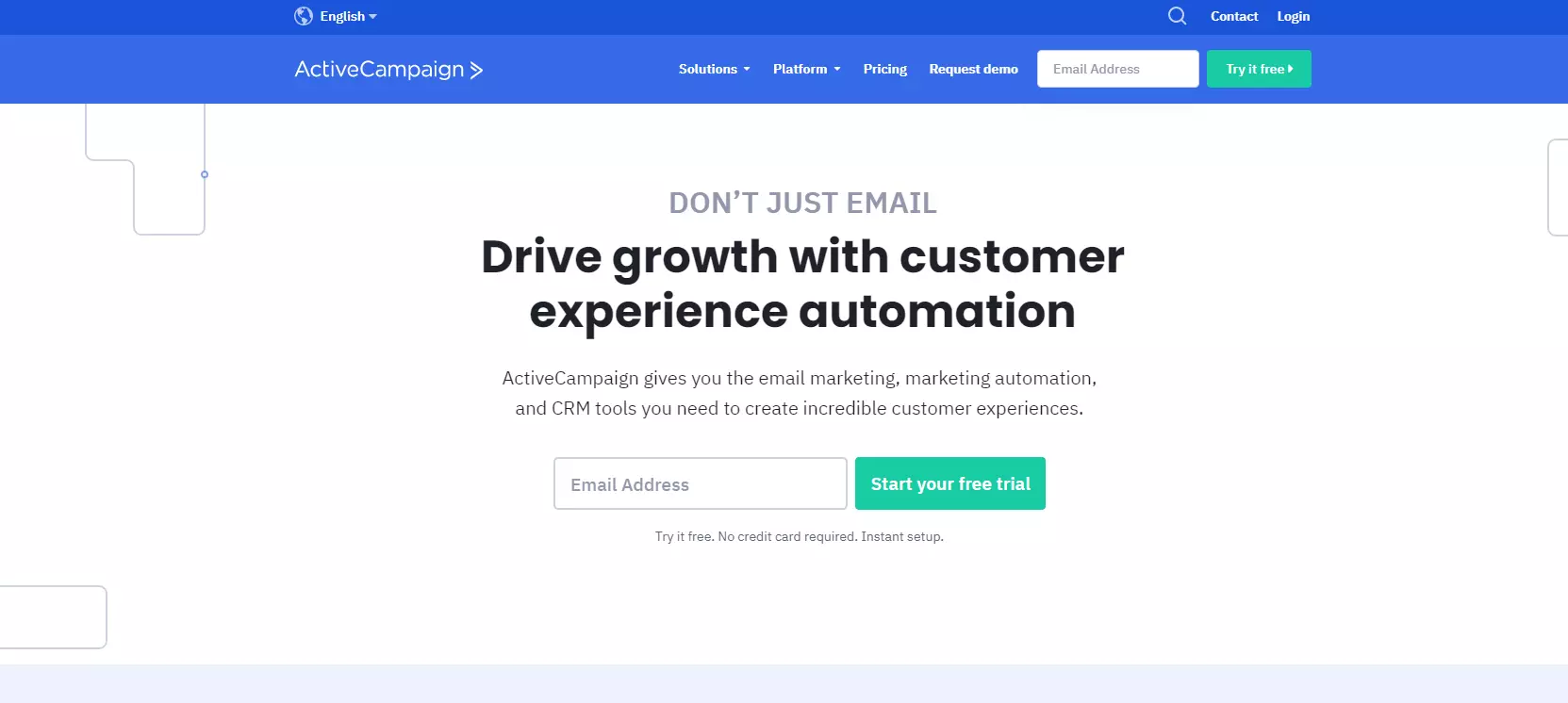 ActiveCampaign kezdőoldal