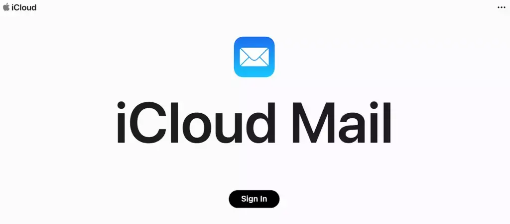 iCloud Mail kezdőlap