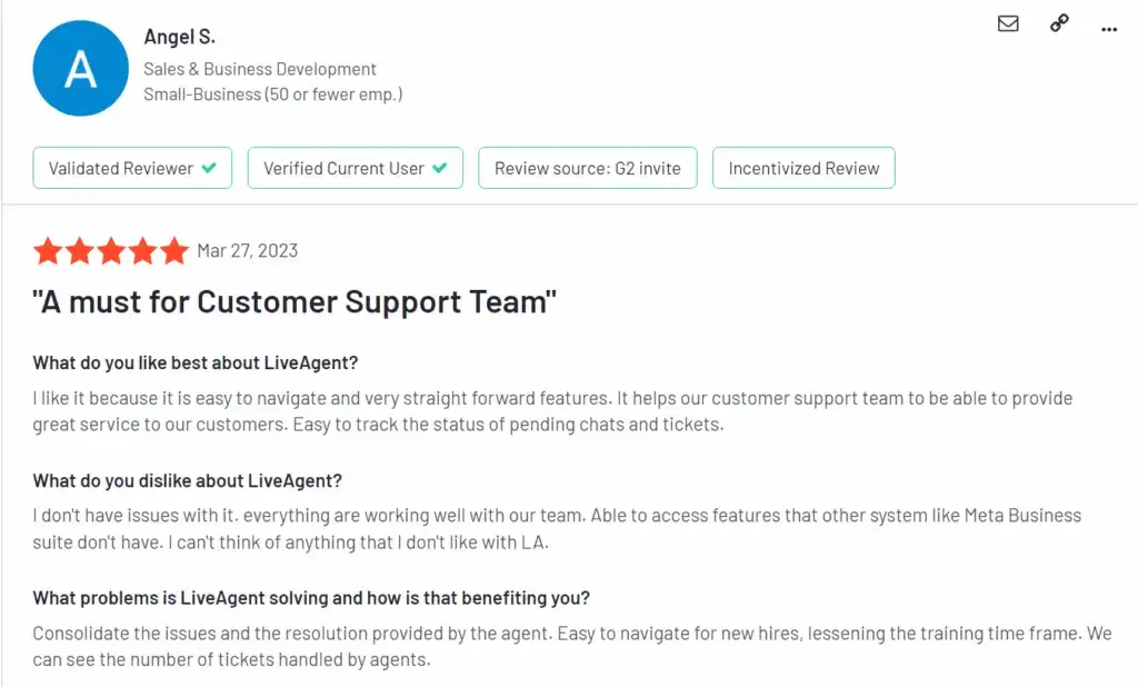 G2 - LiveAgent Vélemények és termék részletei