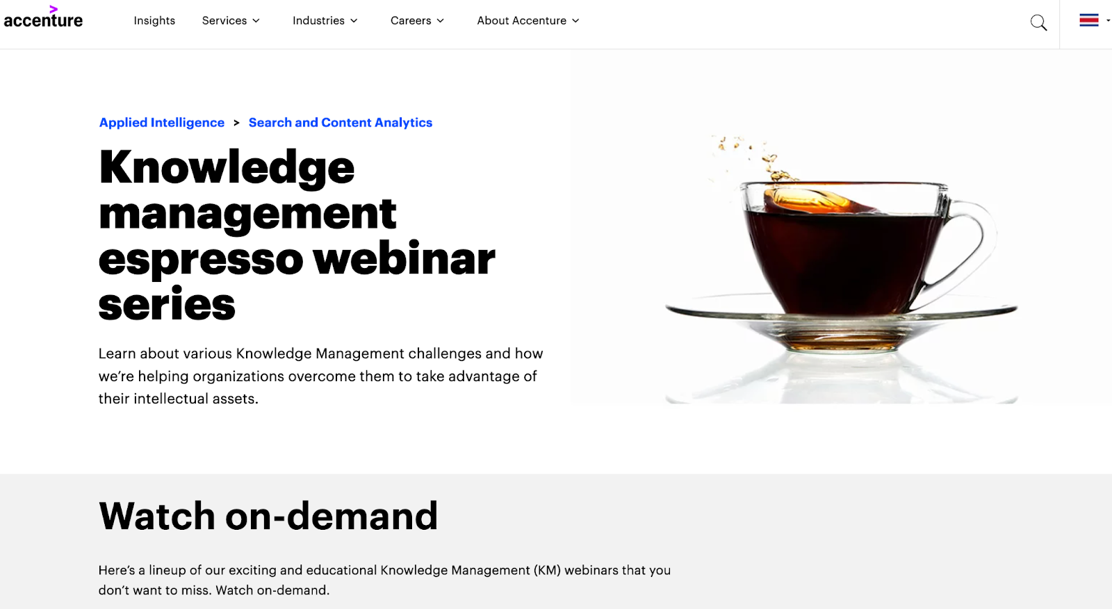 Az Accenture tudásmenedzsmentben megosztott erőforrásainak képernyőképe