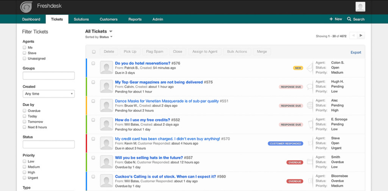 Freshdesk jegy tevékenység