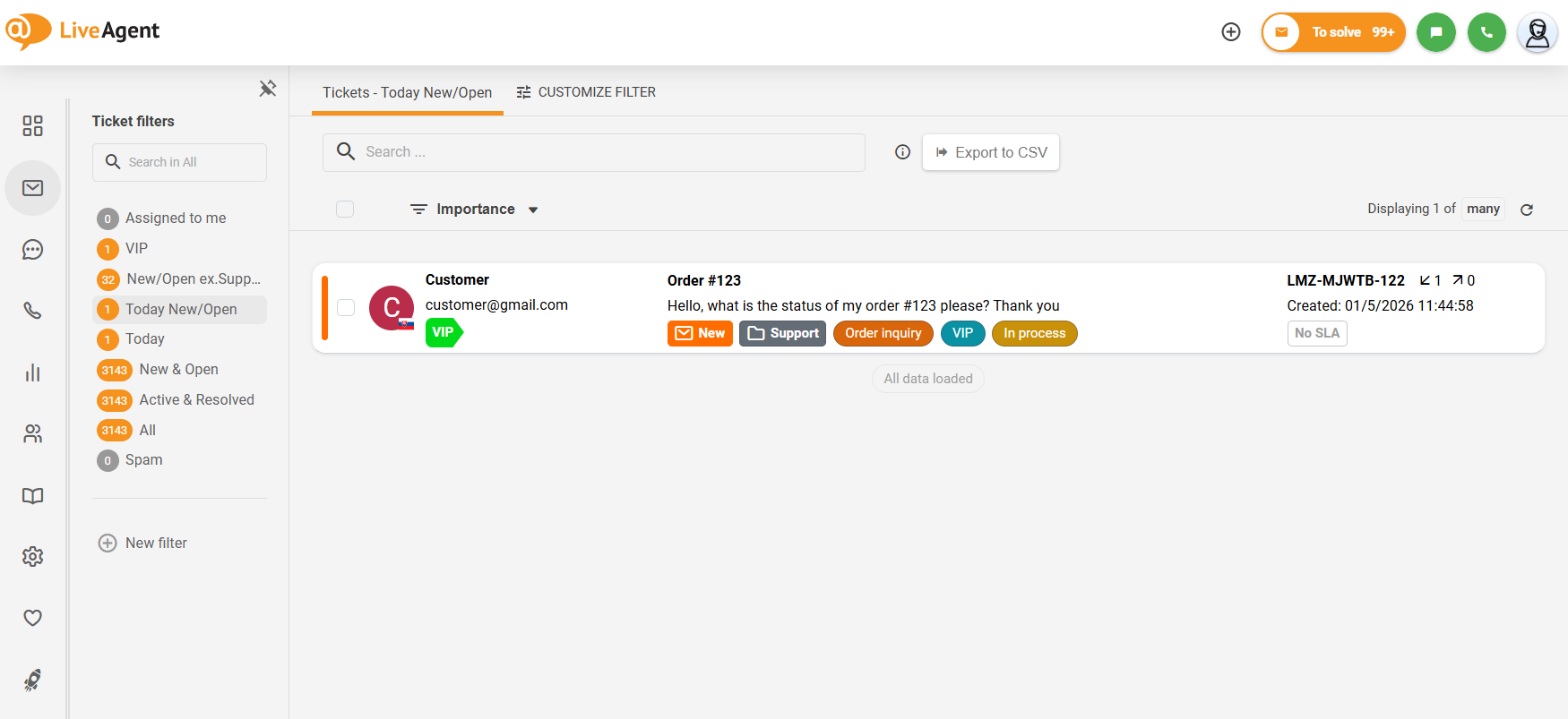 Összecsukható almenü LiveAgent áttekintés