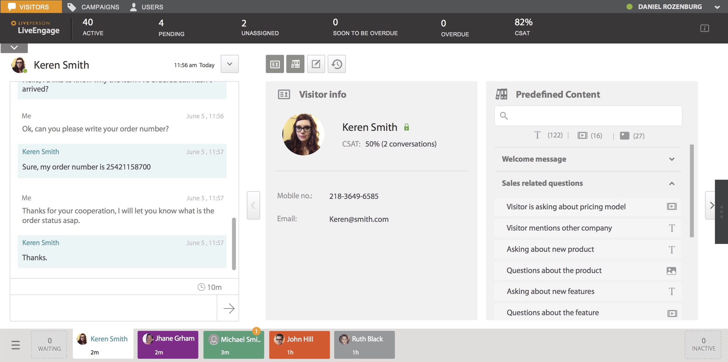 LivePerson folyamatban lévő csevegés ablak