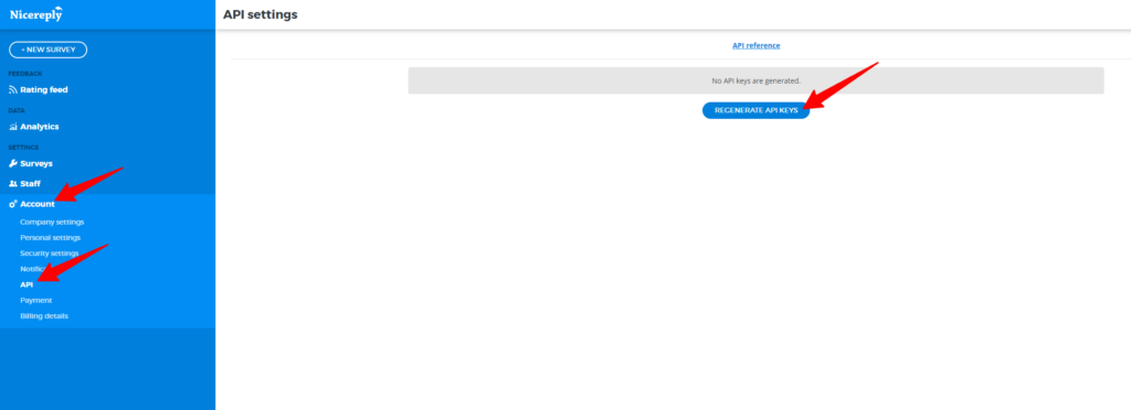 Hogyan lehet API kulcsot generálni a Nicereply fiókban