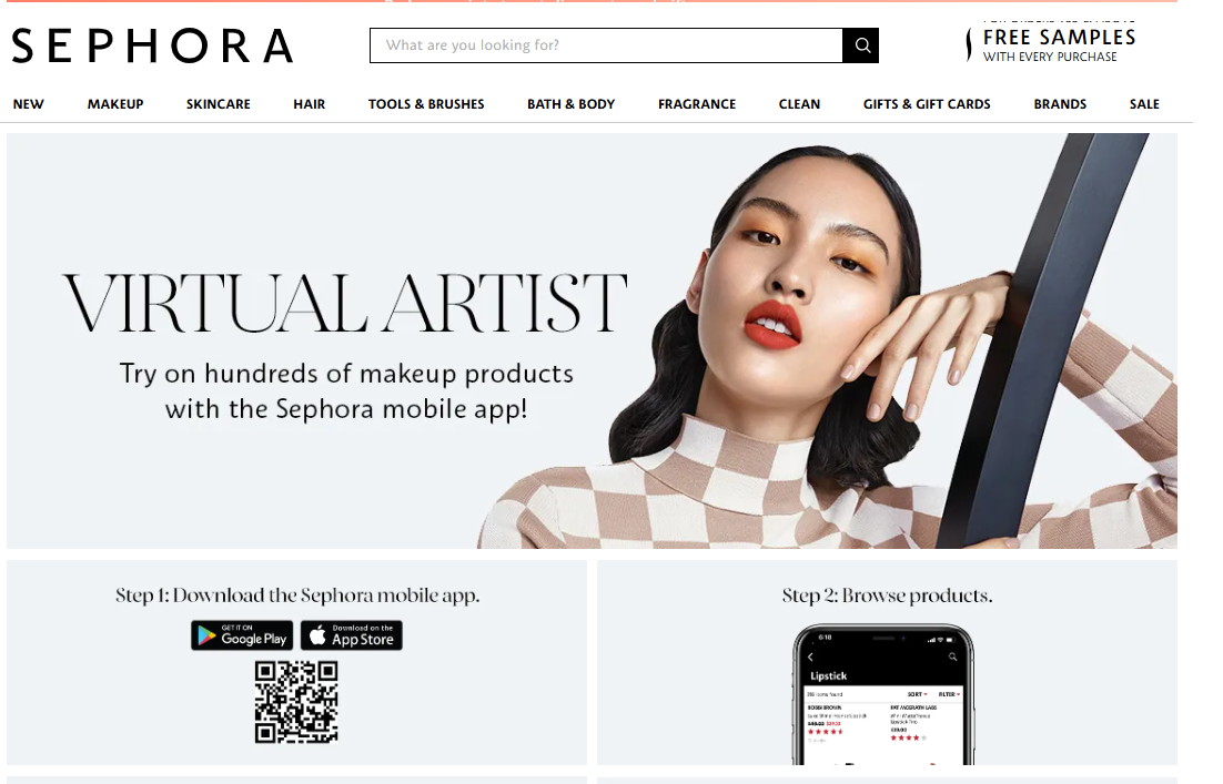 Sephora virtuális asszisztens. Virtual Artist előnézet