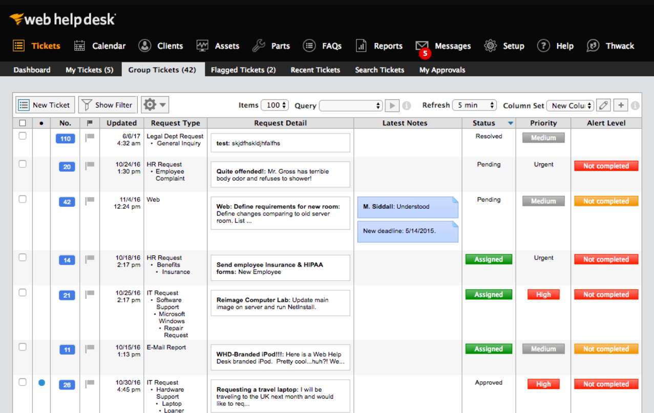 A SolarWinds Service Desk jegyei