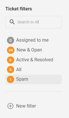 Átdolgozott alapértelmezett jegyszűrők LiveAgent