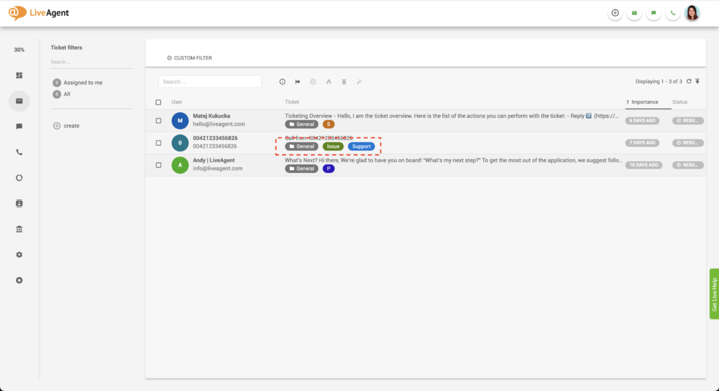 Univerzális beérkezett üzenetek jegyrendszeri címkék