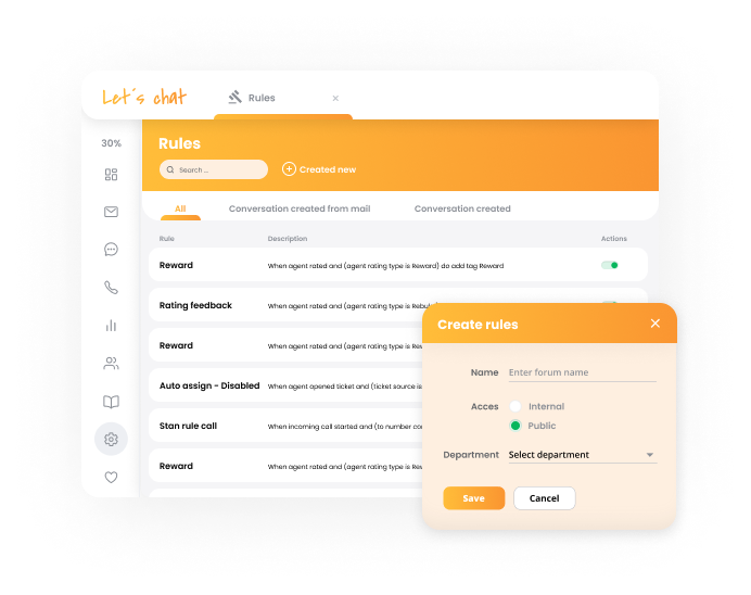 LiveAgent automatizálási funkciója a munkafolyamat-kezeléshez