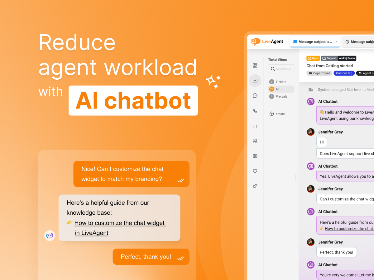 LiveAgent AI Chatbot felület képernyőkép