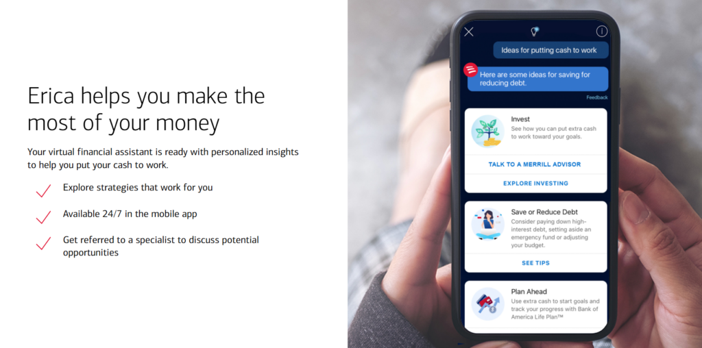 Erica, a Bank of America virtuális asszisztense.