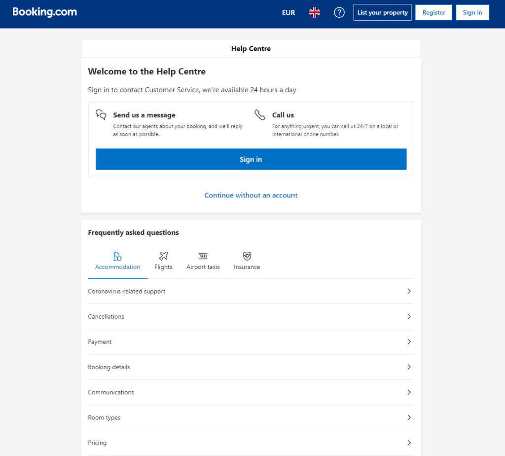 Booking.com Segítségközpont