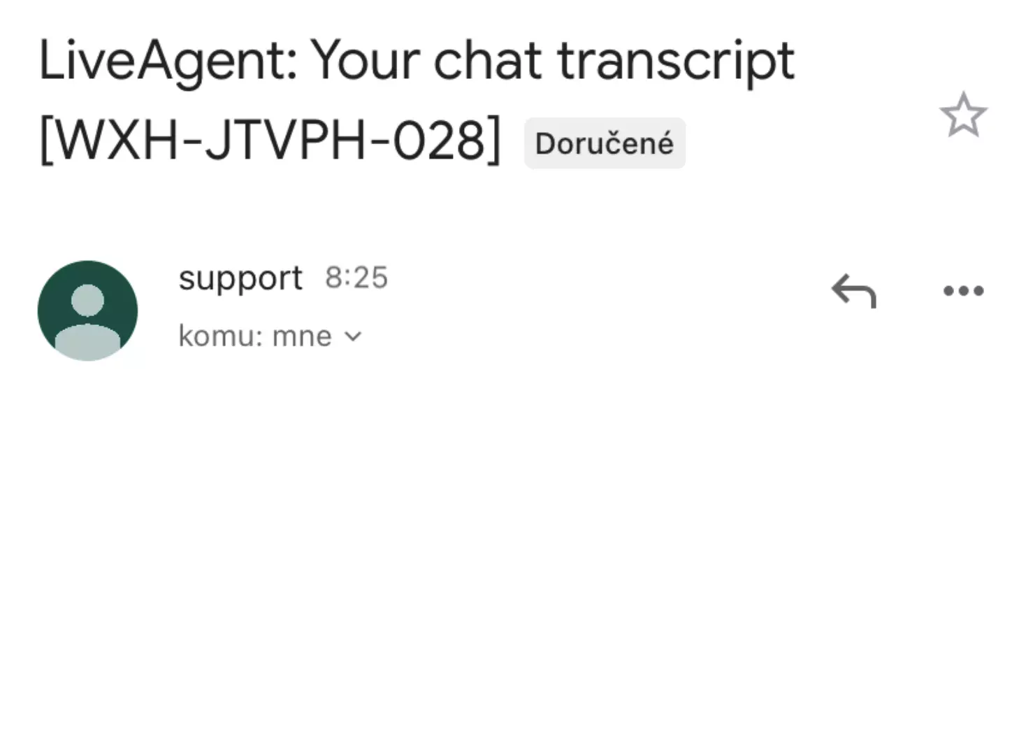 Egy kép, amely egy üres chat átiratot mutat egy hiba miatt a LiveAgent korábbi verzióiban
