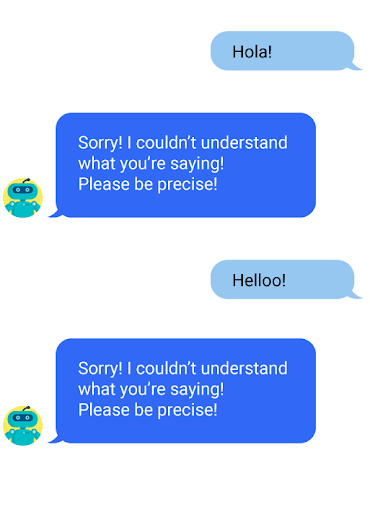 Példa a chatbot üdvözlésének meg nem értésére