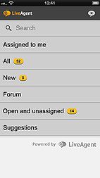 LiveAgent iOS alkalmazás felülete - Jegykezelés