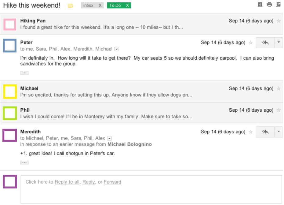 Egy szervezett e-mail szál példája