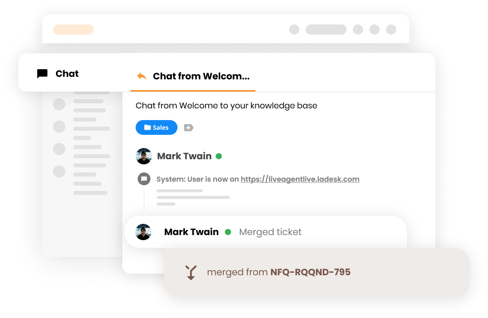 Az Egyesítés funkció vizualizációja a LiveAgent-ben