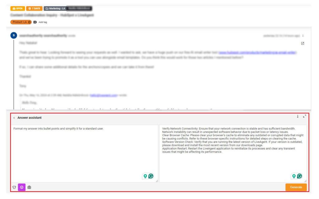 A custom answer assistant opció képe egy prompttal és üzenettel, amely ezt az asszisztenst mutatja be