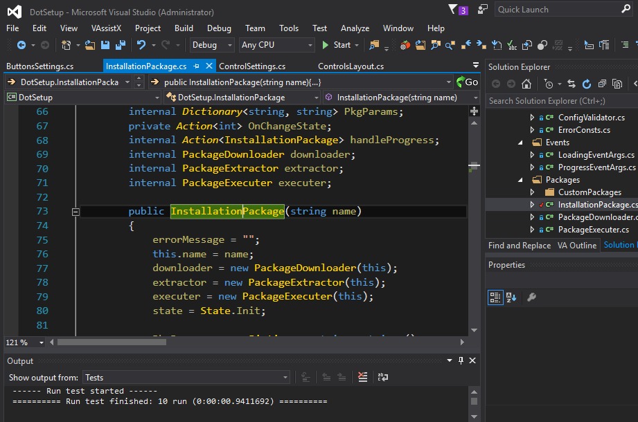 A rendszer manuális telepítésének egy példája a Microsoft Visual Studio-ban