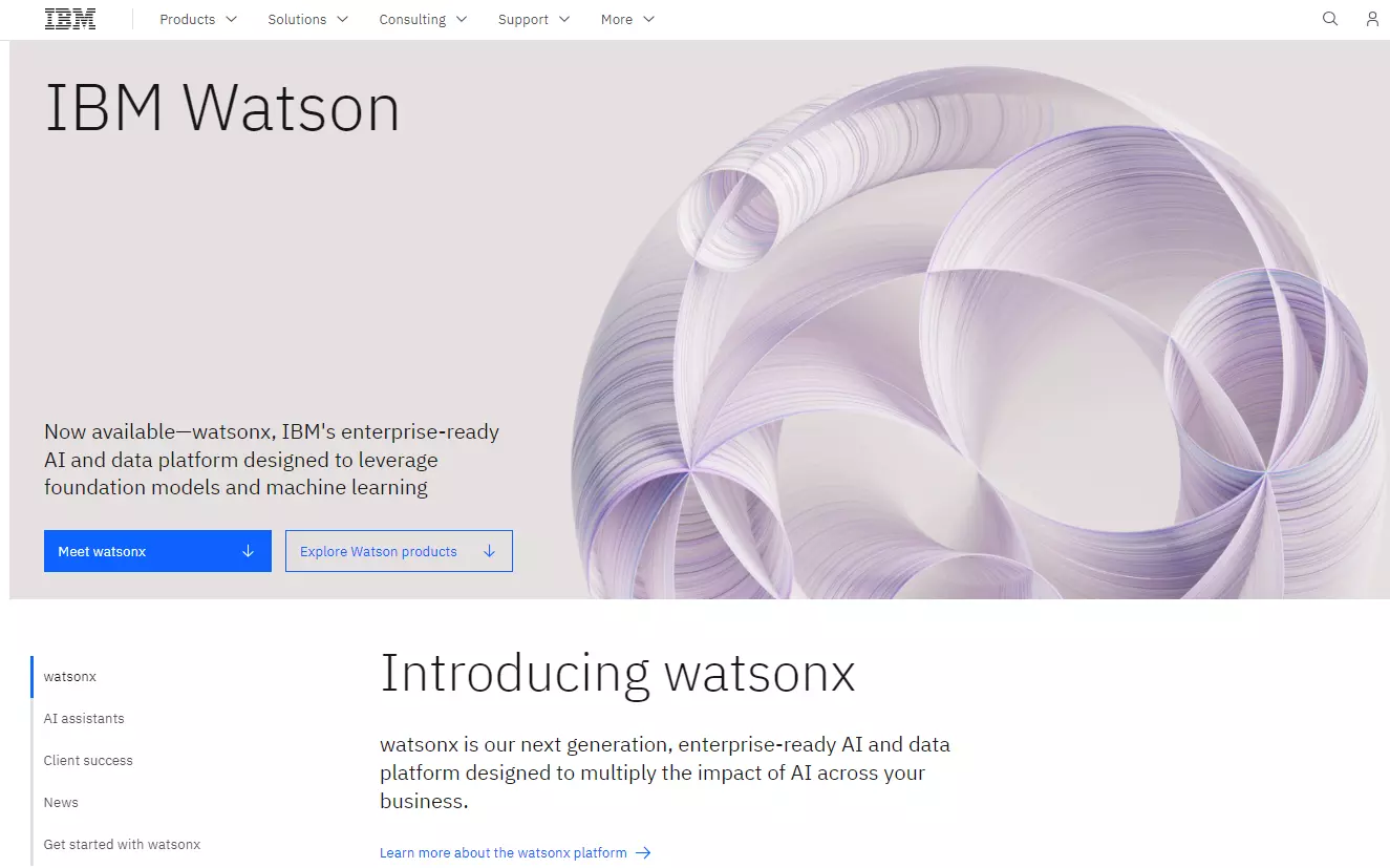 IBM Watson - AI és adatplatform oldal