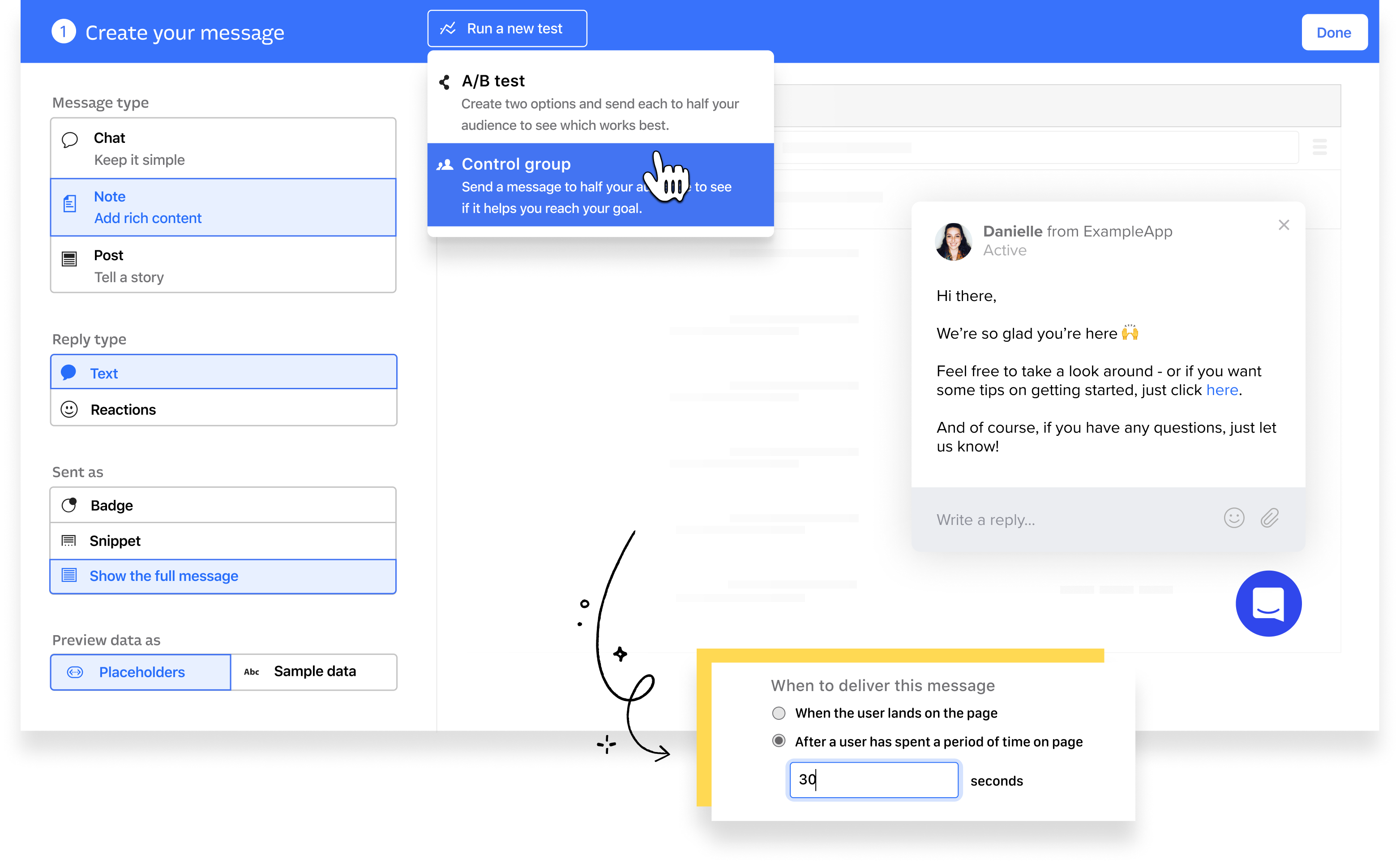 Intercom folyamatban lévő élő csevegés
