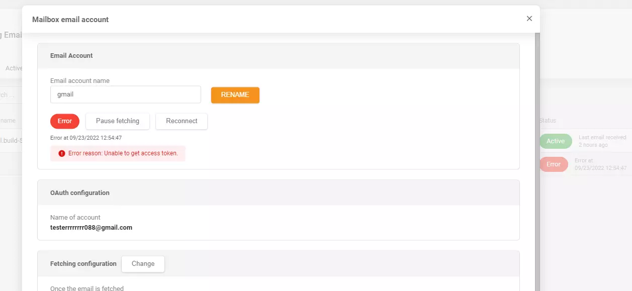 LiveAgent - Hibaüzenet eltávolítva a Gmail bejövő levelezési fiók hozzáadása után