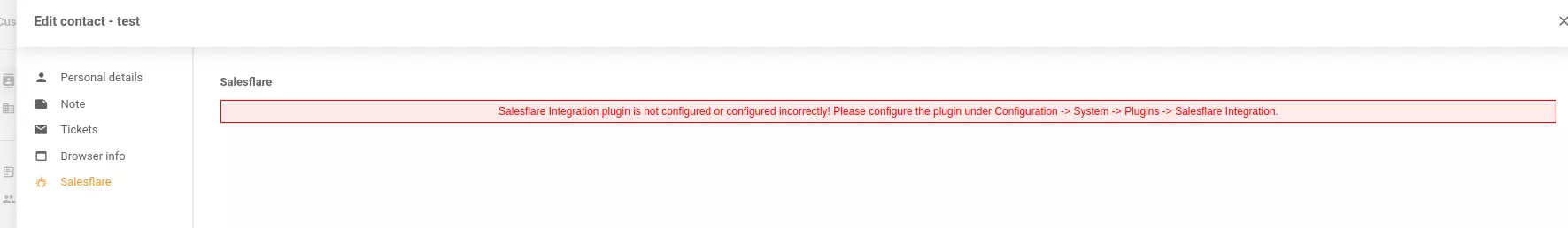 Helytelen üzenetek az Integrációk konfigurációjában