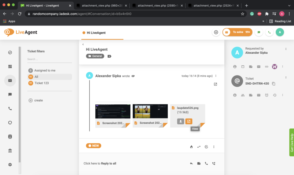 Mellékletek a webböngészőben több lapban megnyitva