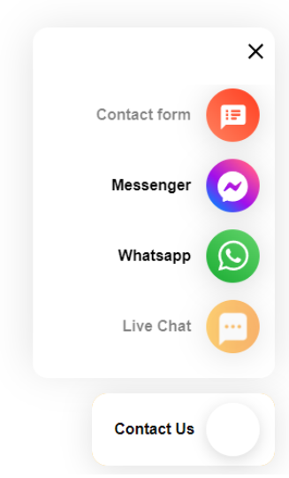 A LiveAgent Kapcsolatfelvétel gombja több kommunikációs csatornával, amely elérhető támogatást biztosít