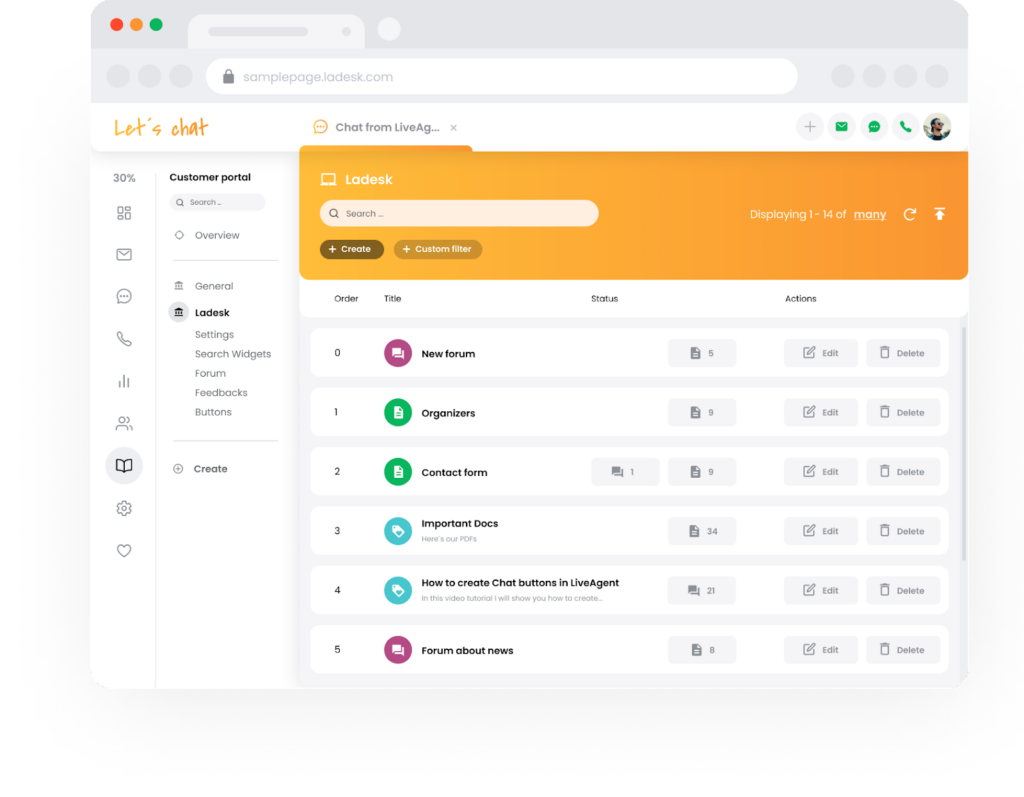 LiveAgent tudásbázis támogatási portál