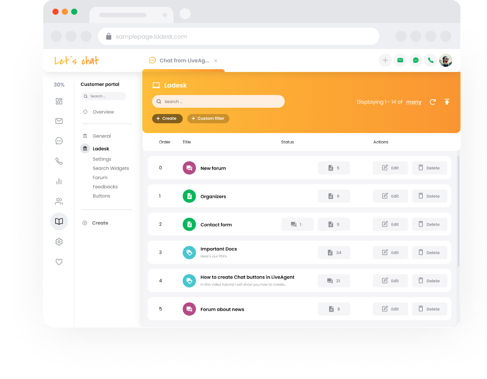 LiveAgent tudásbázis támogatás portál testreszabása