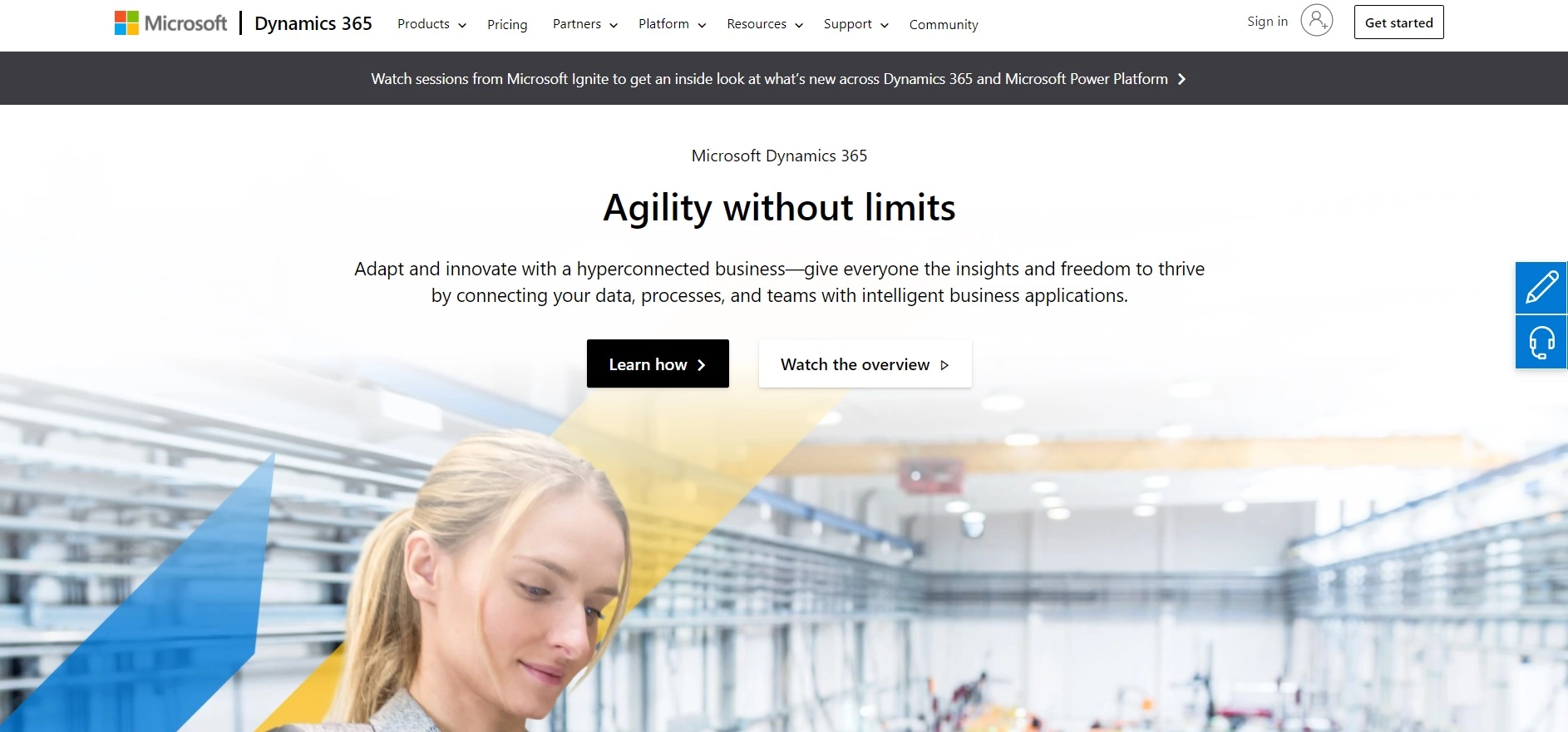 Microsoft Dynamics 365 kezdőlap