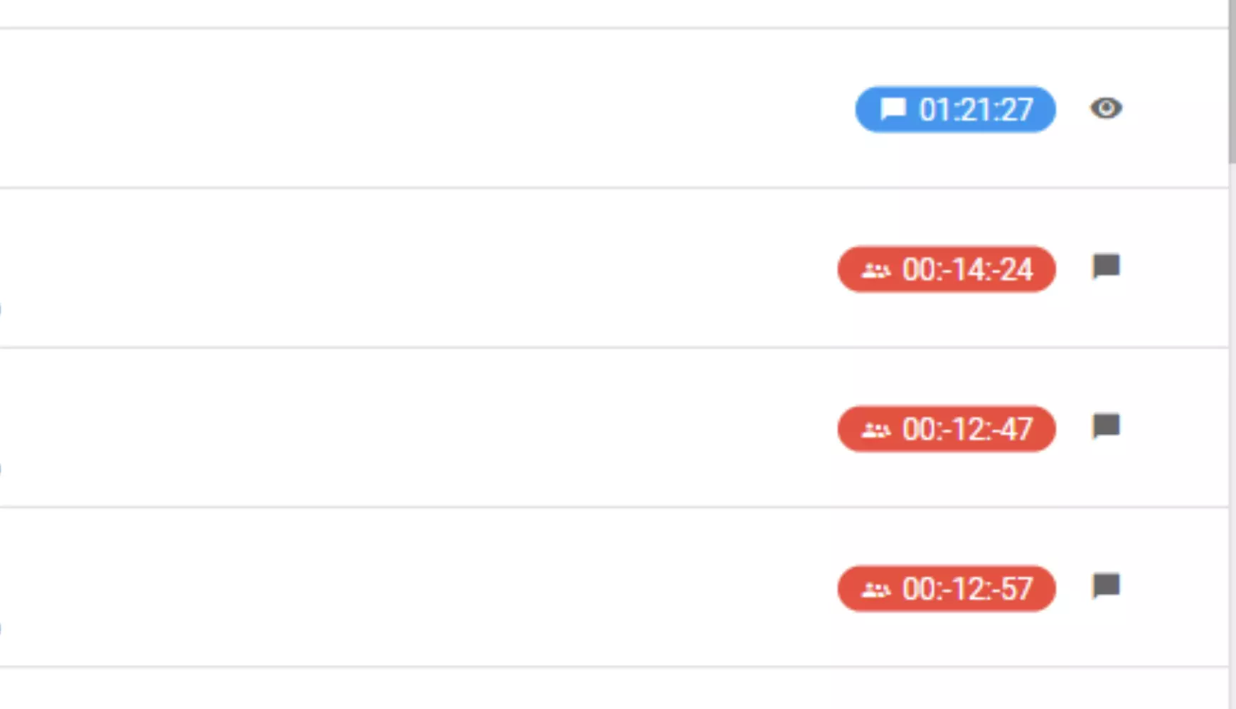 Egy kép, amely a negatív időértékek hibáját mutatja a chat munkamenetek során a LiveAgent korábbi verzióiban