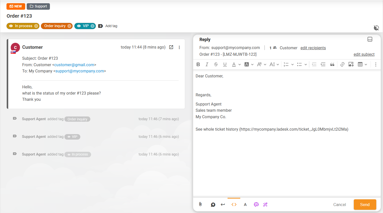 Ticketek új elrendezése a LiveAgent rendszerben
