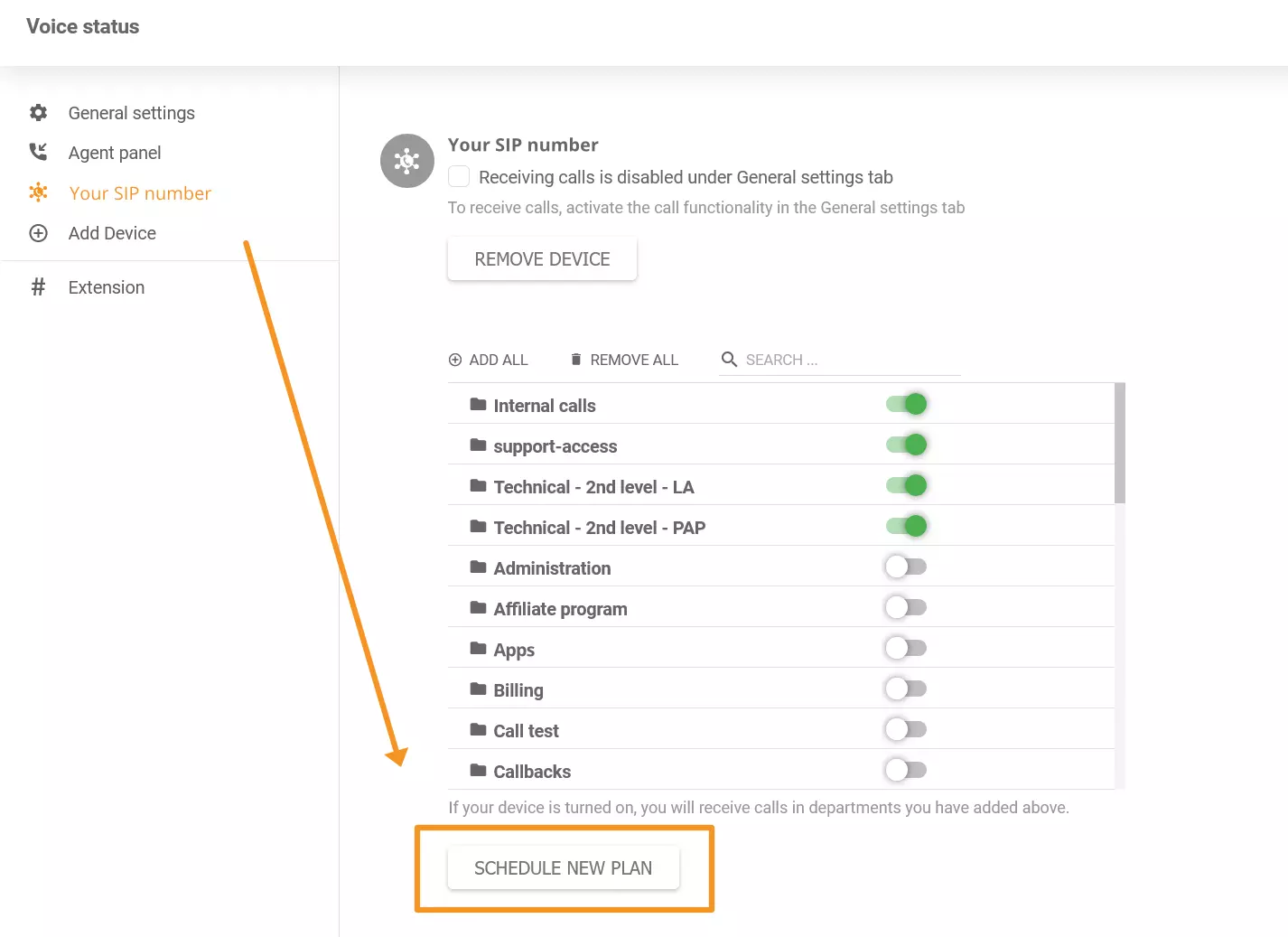 Egy kép, amely azt mutatja, hol található az új telefonütemezés funkció a LiveAgentben