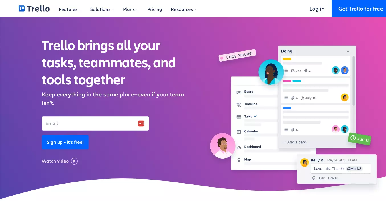 A Trello kezdőlapja - tartsa szervezettnek munkáját és nyomon követheti az egyéni feladatokat egy platformról.